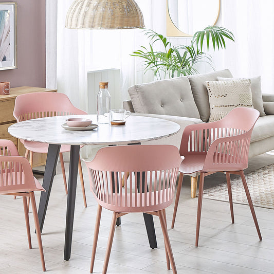 Pink Dining Chairs Set Of 2 Open-Back Modern Metal Legs