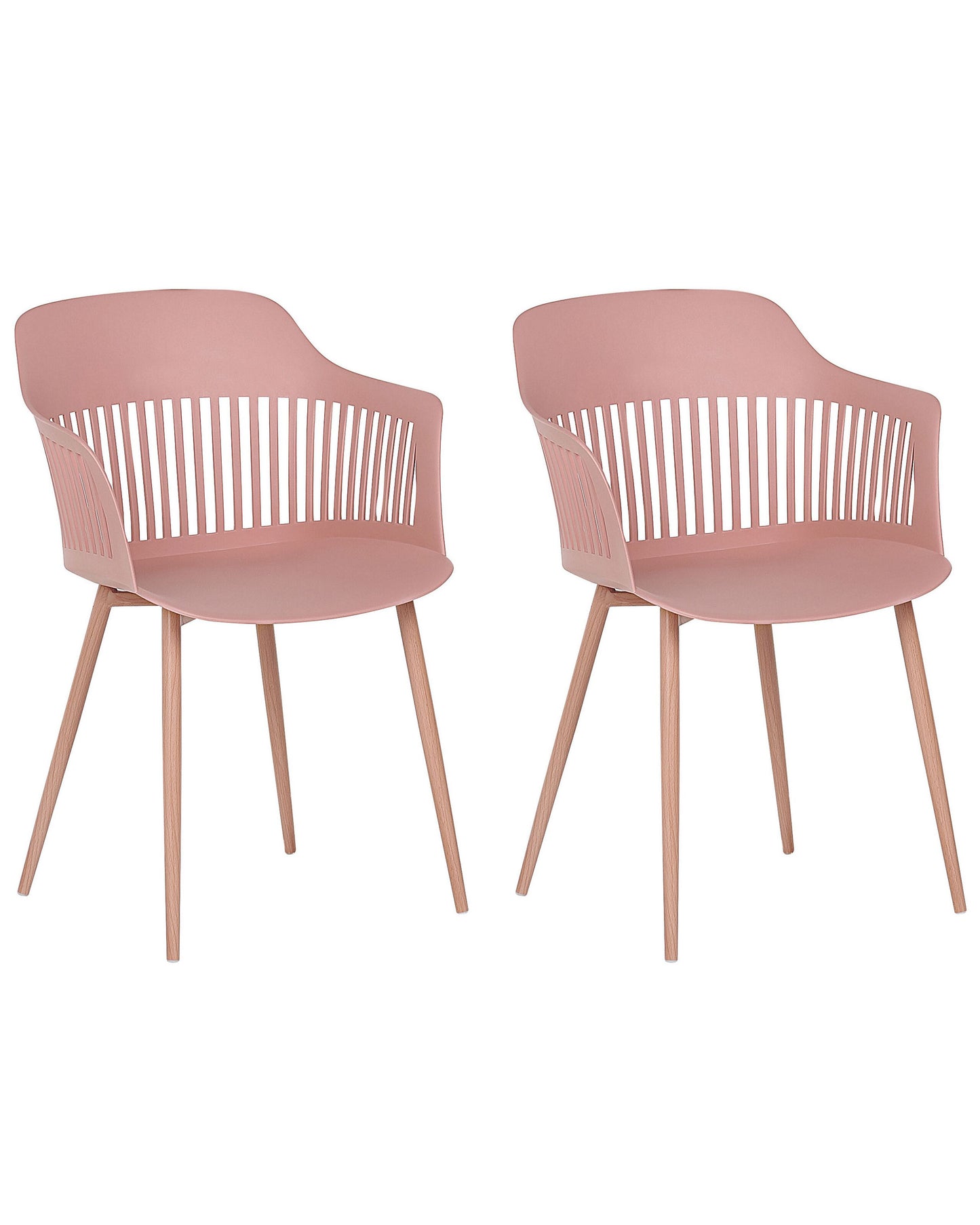 Pink Dining Chairs Set Of 2 Open-Back Modern Metal Legs