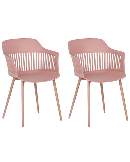 Pink Dining Chairs Set Of 2 Open-Back Modern Metal Legs