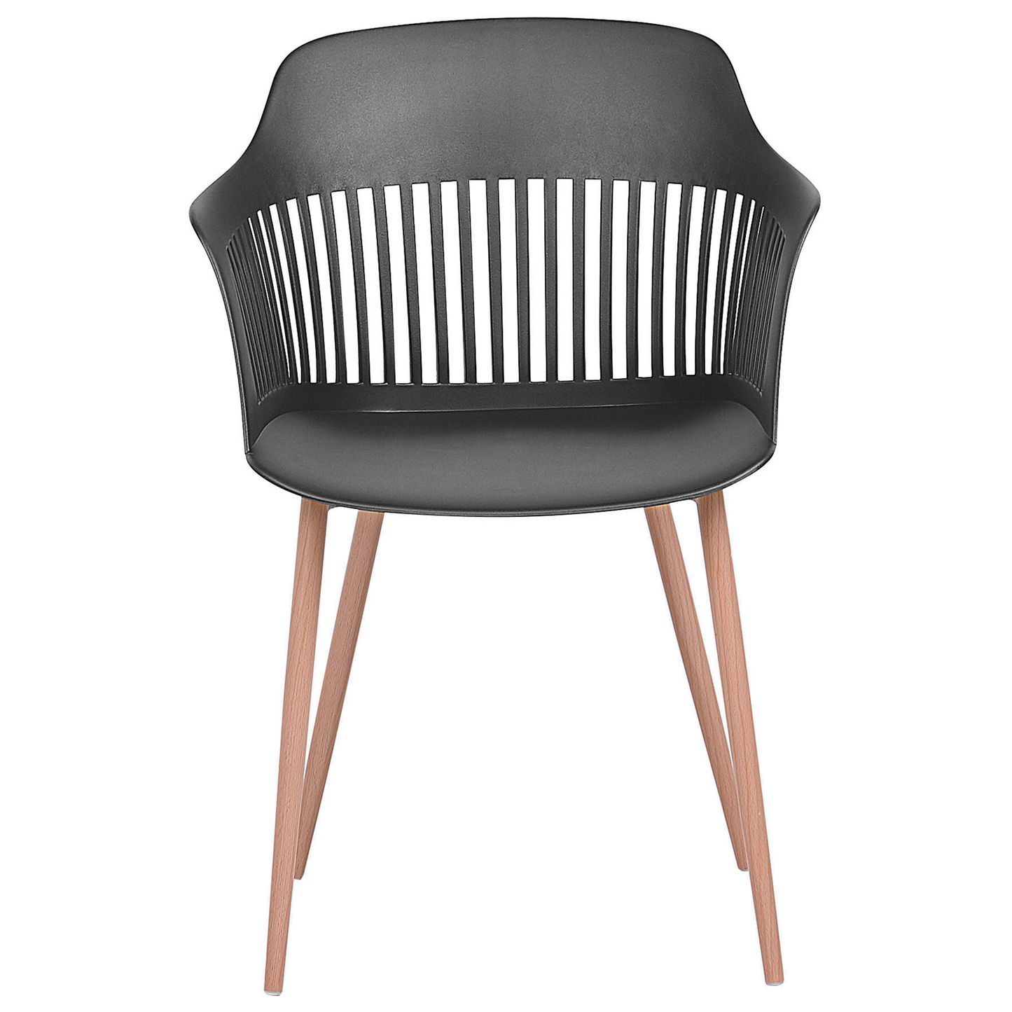 Set Of 2 Black Synthetic Dining Chairs With Open Back