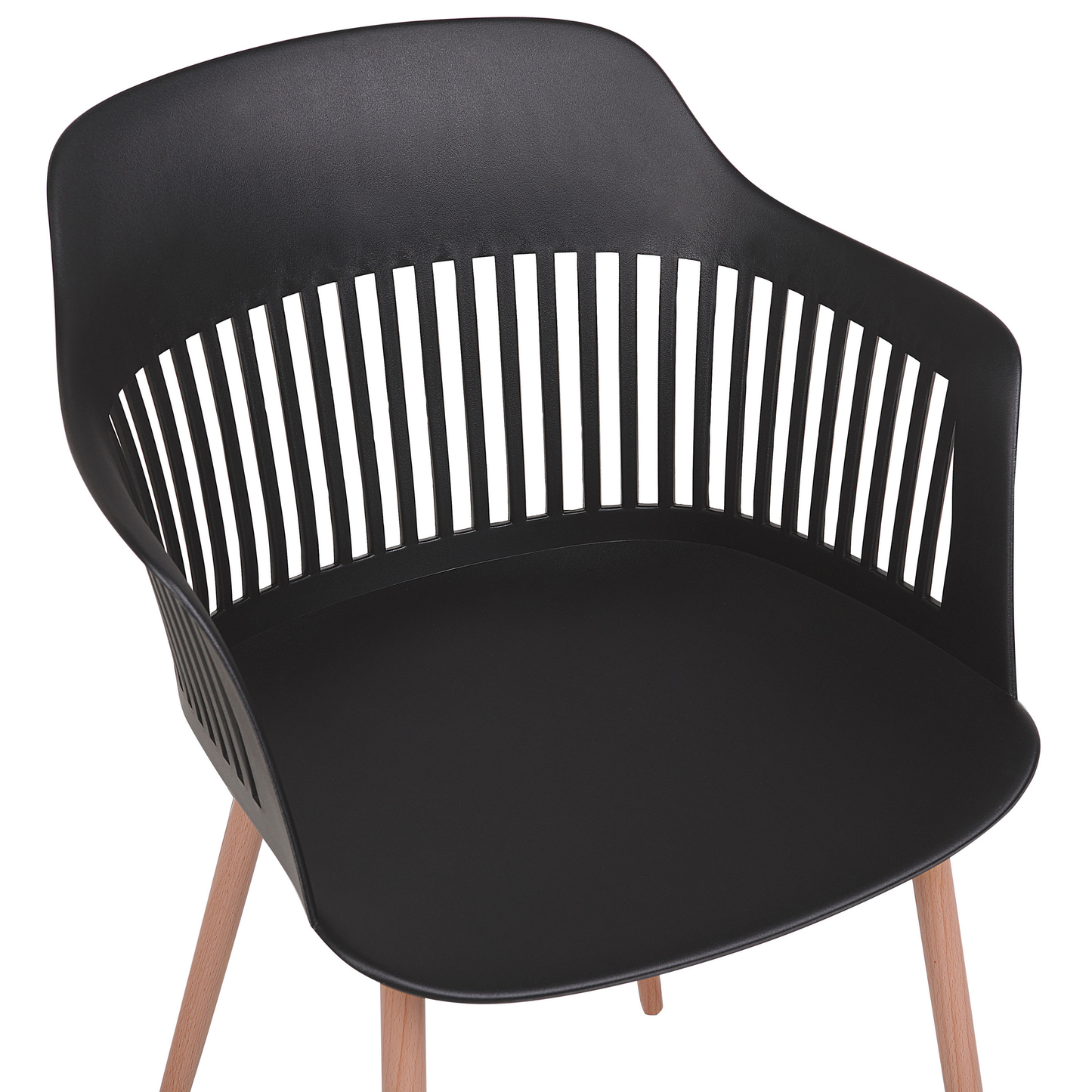 Set Of 2 Black Synthetic Dining Chairs With Open Back
