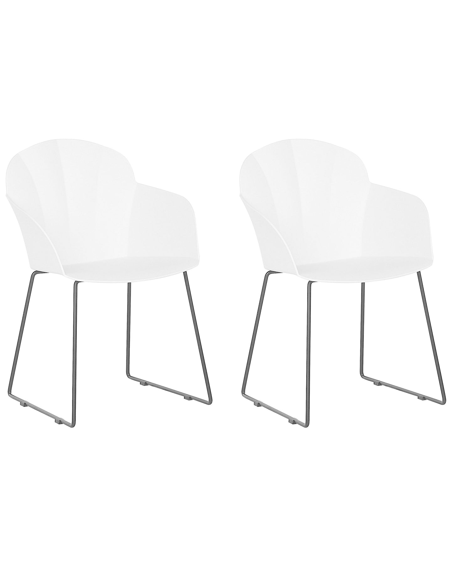 Dining Chairs Set Of 2 White Synthetic With Black Metal Legs