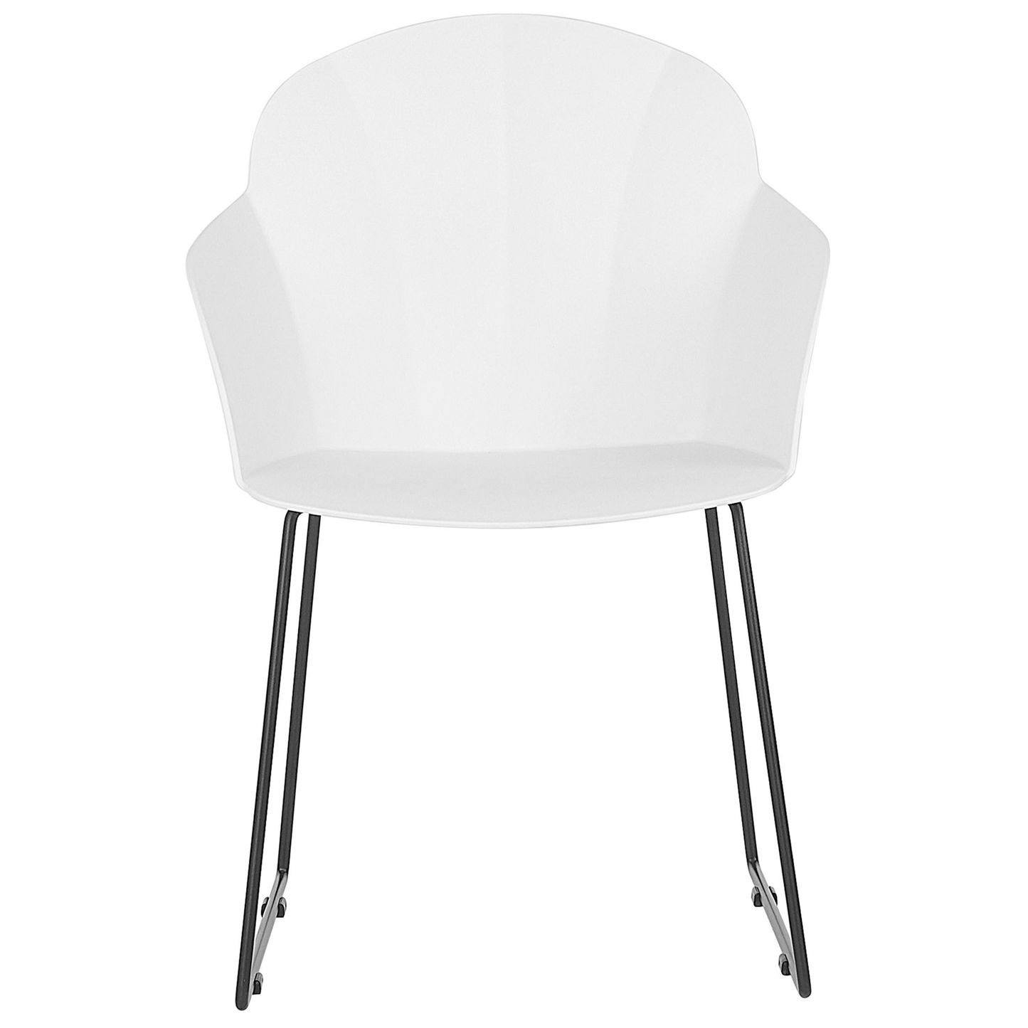 Dining Chairs Set Of 2 White Synthetic With Black Metal Legs