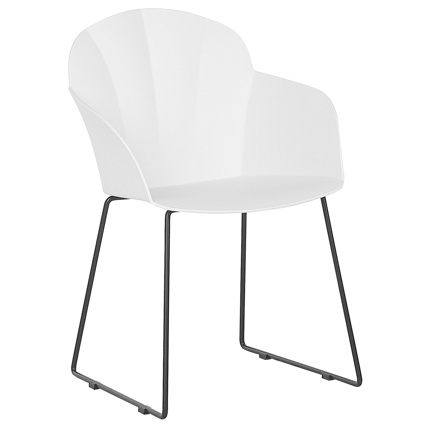 Dining Chairs Set Of 2 White Synthetic With Black Metal Legs