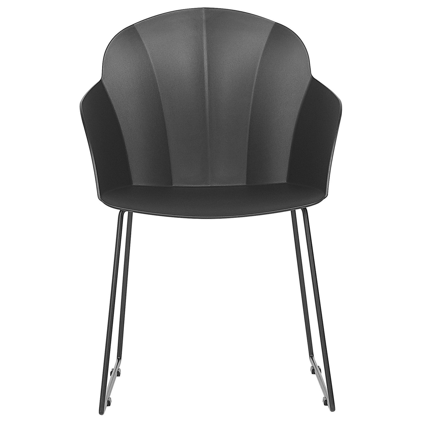 Black Dining Chairs Set Of 2 With Synthetic Upholstery And Black Metal Legs Modern Formed Back