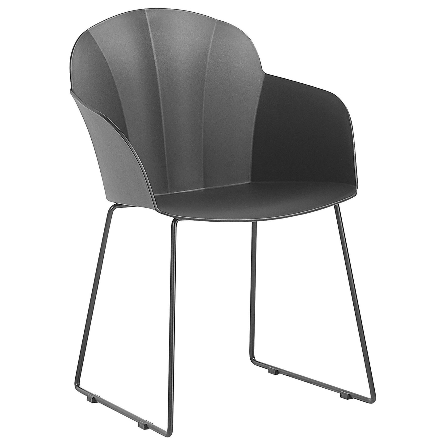 Black Dining Chairs Set Of 2 With Synthetic Upholstery And Black Metal Legs Modern Formed Back