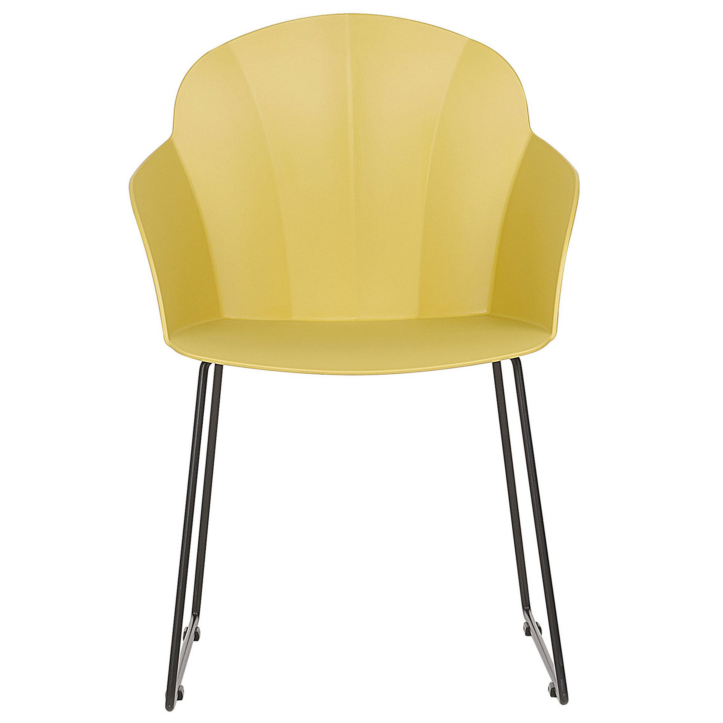 Zenith Yellow Synthetic Dining Chairs Set Of 2 With Black Metal Legs