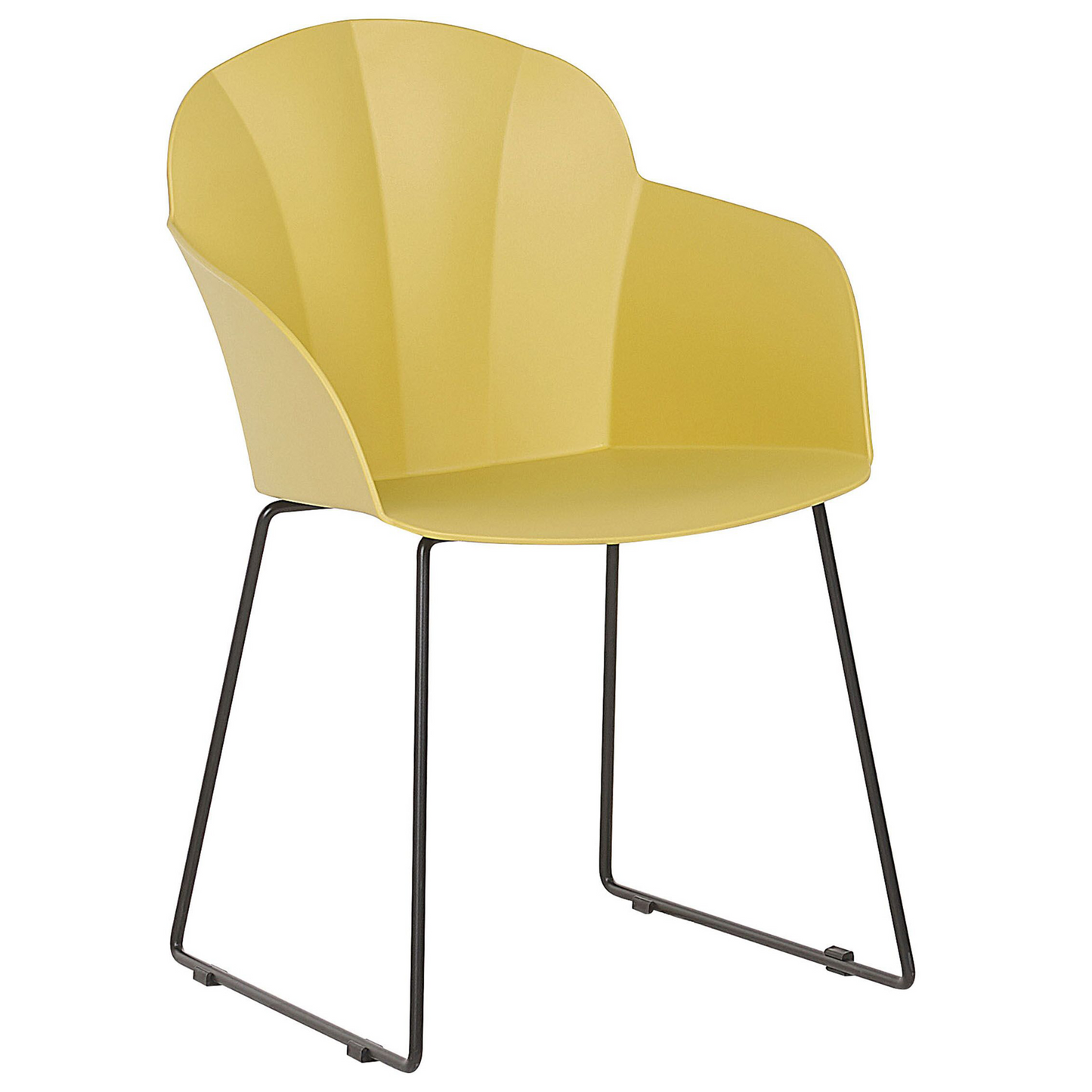 Zenith Yellow Synthetic Dining Chairs Set Of 2 With Black Metal Legs
