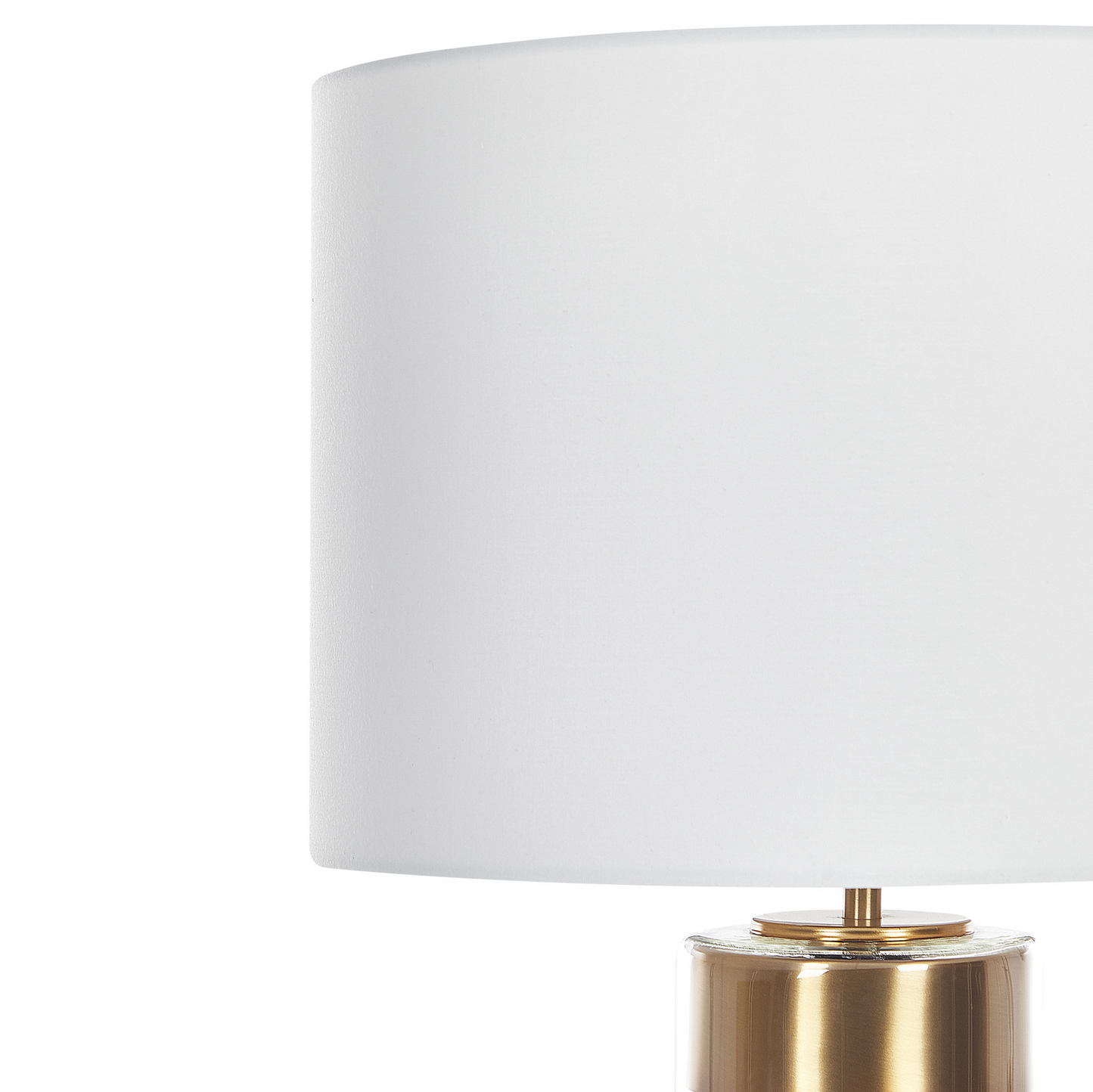 Table Lamp Gold Glass Base With White Drum Shade