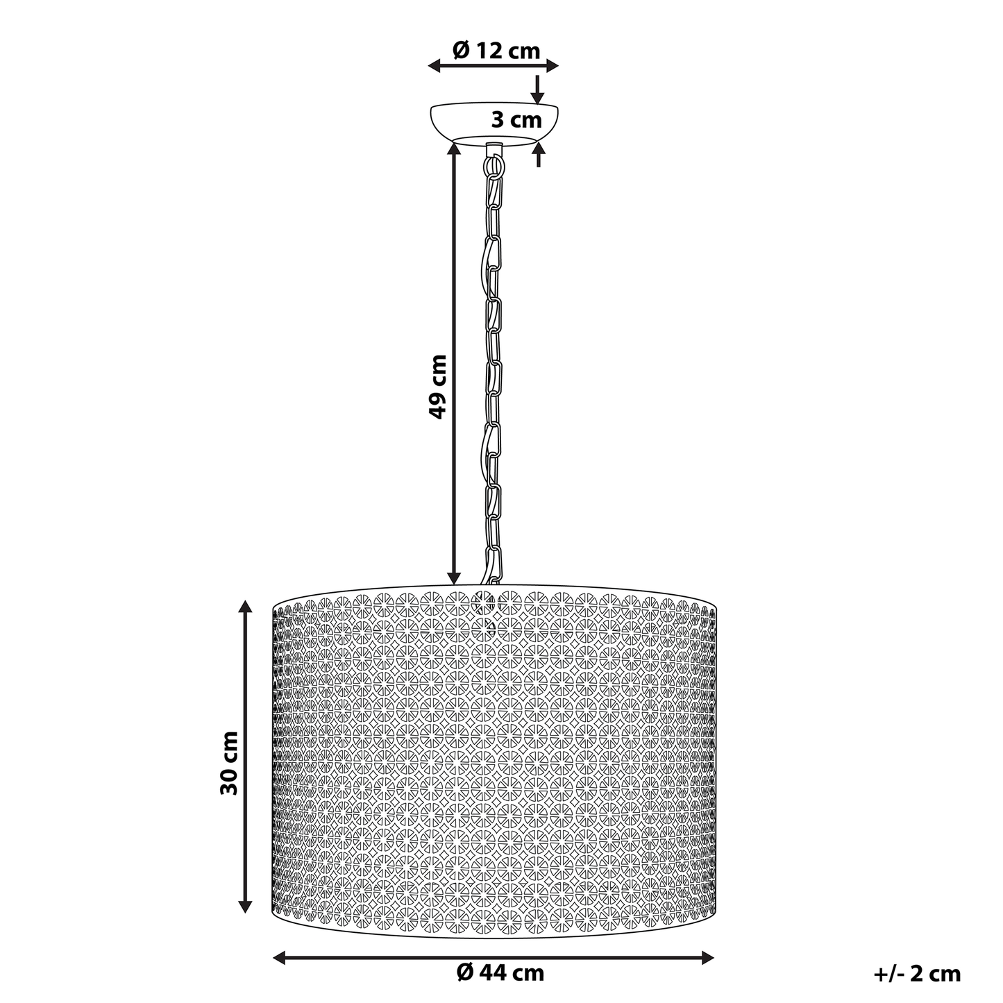 Pendant Lamp Grey Patterned Metal Drum Shade Modern