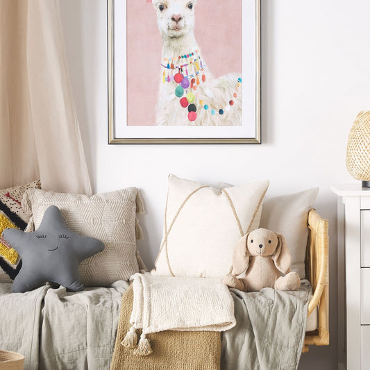 Lama Studio Framed Wall Art Print Pink Brass Frame 60 X 80cm Passe Partout for Kids Room Boho