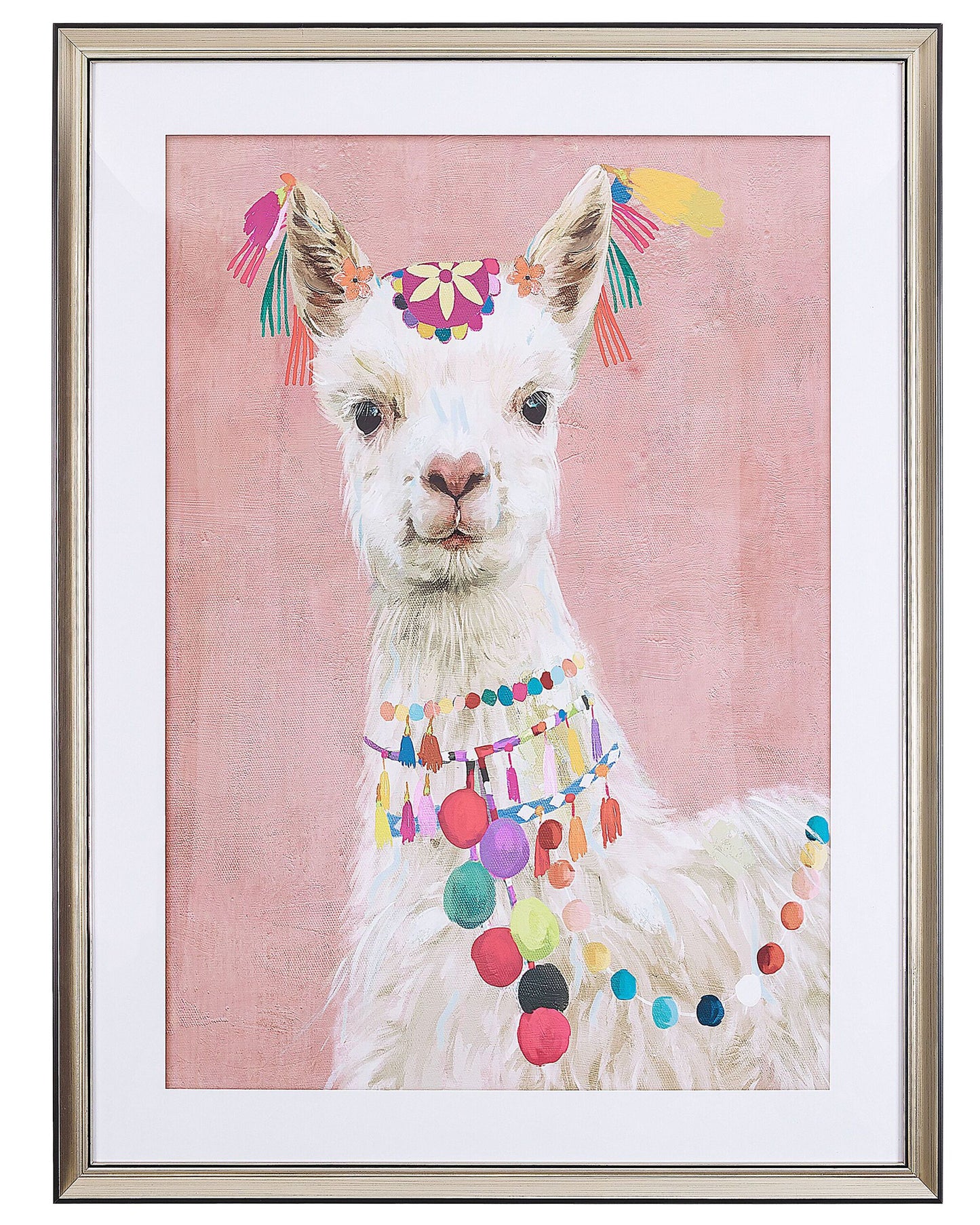 Lama Studio Framed Wall Art Print Pink Brass Frame 60 X 80cm Passe Partout for Kids Room Boho