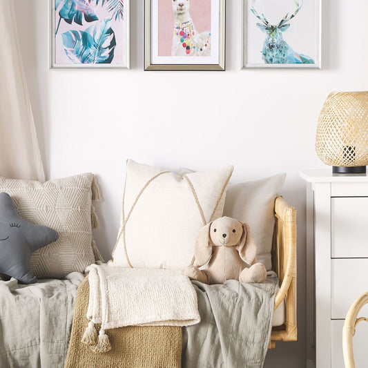 Blue Deer Print Distressed White Frame 30 x 40cm
