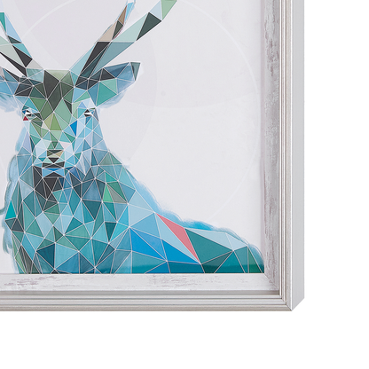 Blue Deer Print Distressed White Frame 30 x 40cm