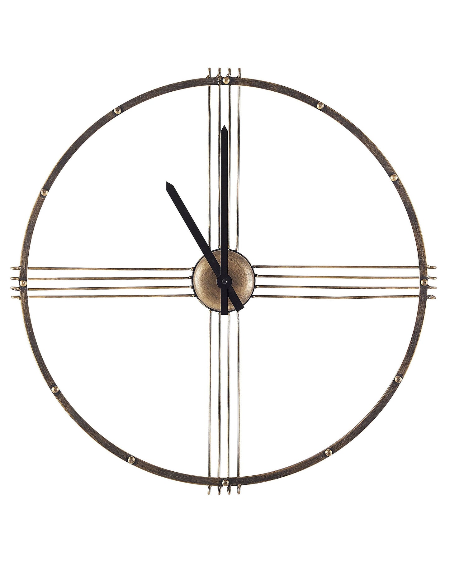 Gold Iron Frame Wall Clock 64cm Minimalist No Numerals