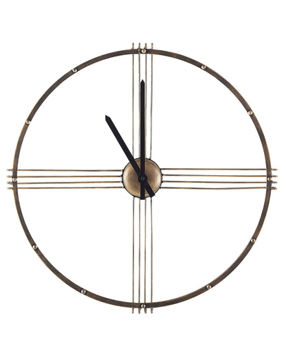 Gold Iron Frame Wall Clock 64cm Minimalist No Numerals