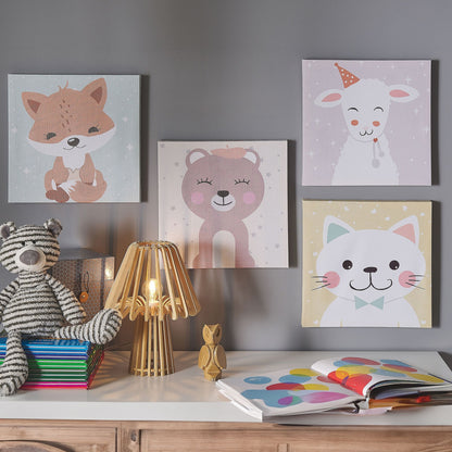 Multicolour Animal Canvas Prints Set of 4 30 x 30cm Wall Art