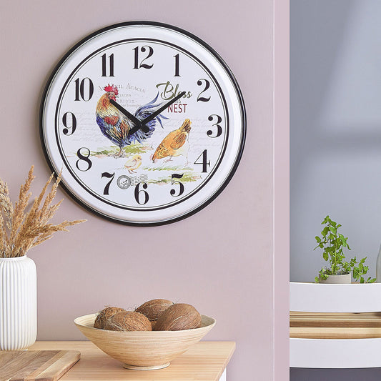 Heritage Multicolour Iron Wall Clock Open Face 48cm Retro Country Design For Kitchen