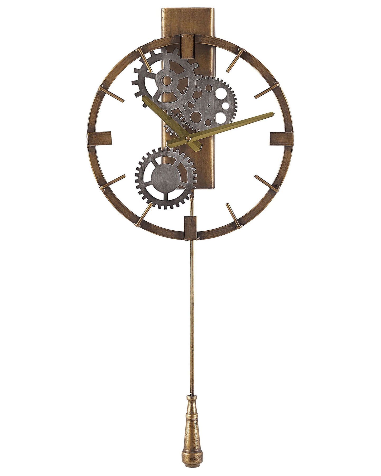 Living Gold Iron Frame Distressed Wall Pendulum Clock 30cm