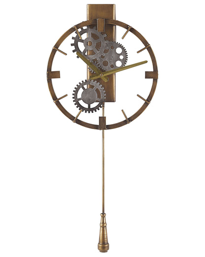 Living Gold Iron Frame Distressed Wall Pendulum Clock 30cm