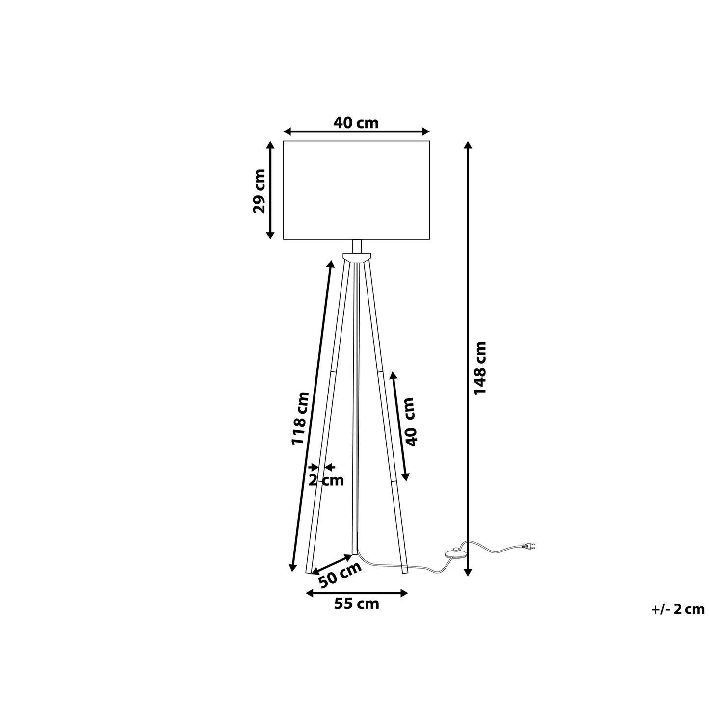Home Gold Tripod Floor Lamp 148cm With White Drum Shade