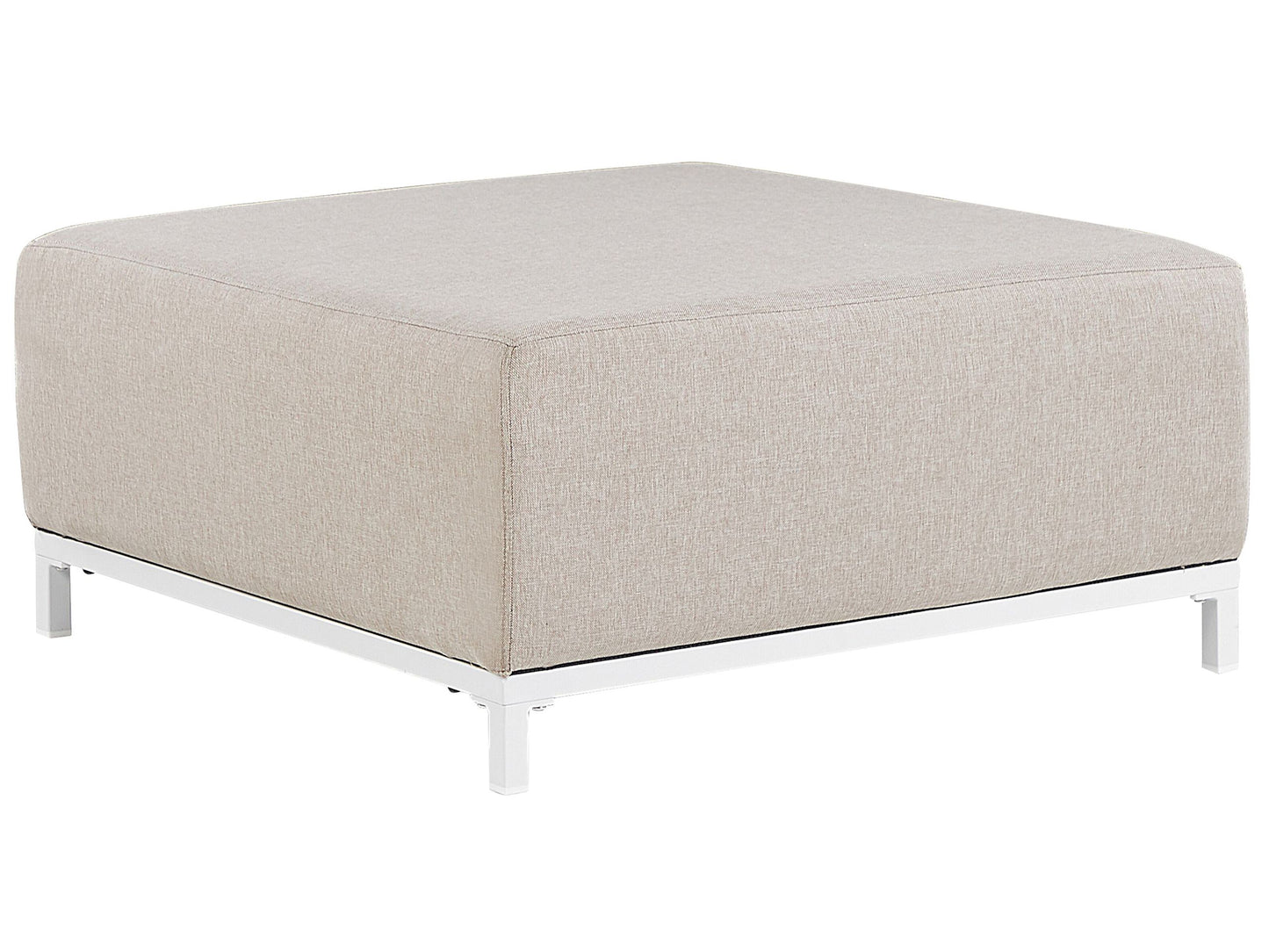 Elara Home Ottoman Beige Outdoor Indoor Water Resistant Polyester With White Aluminium Legs