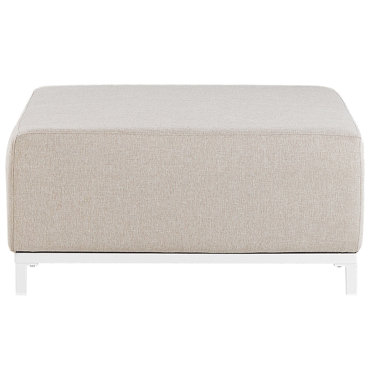 Elara Home Ottoman Beige Outdoor Indoor Water Resistant Polyester With White Aluminium Legs