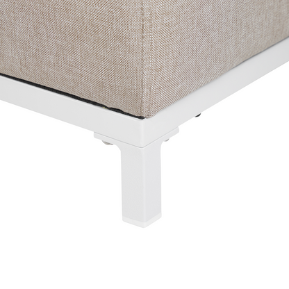 Elara Home Ottoman Beige Outdoor Indoor Water Resistant Polyester With White Aluminium Legs