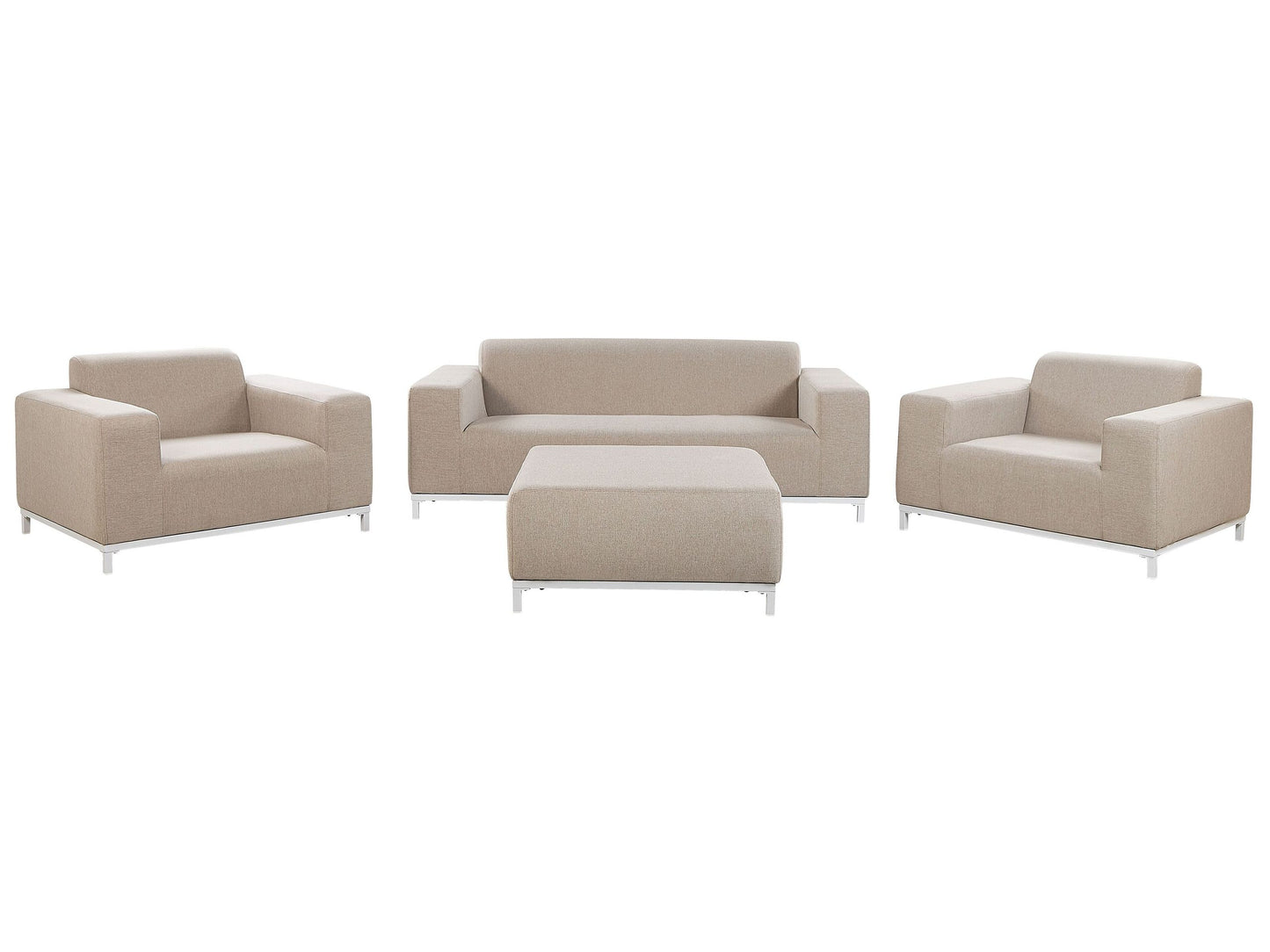 Garden Sofa Set Beige Fabric With Ottoman Aluminium Legs 5 Seater