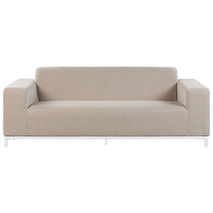 Garden Sofa Set Beige Fabric With Ottoman Aluminium Legs 5 Seater