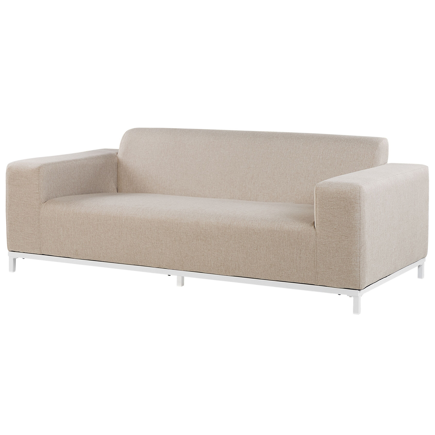 Garden Sofa Set Beige Fabric With Ottoman Aluminium Legs 5 Seater