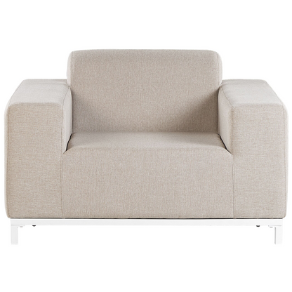 Garden Sofa Set Beige Fabric With Ottoman Aluminium Legs 5 Seater