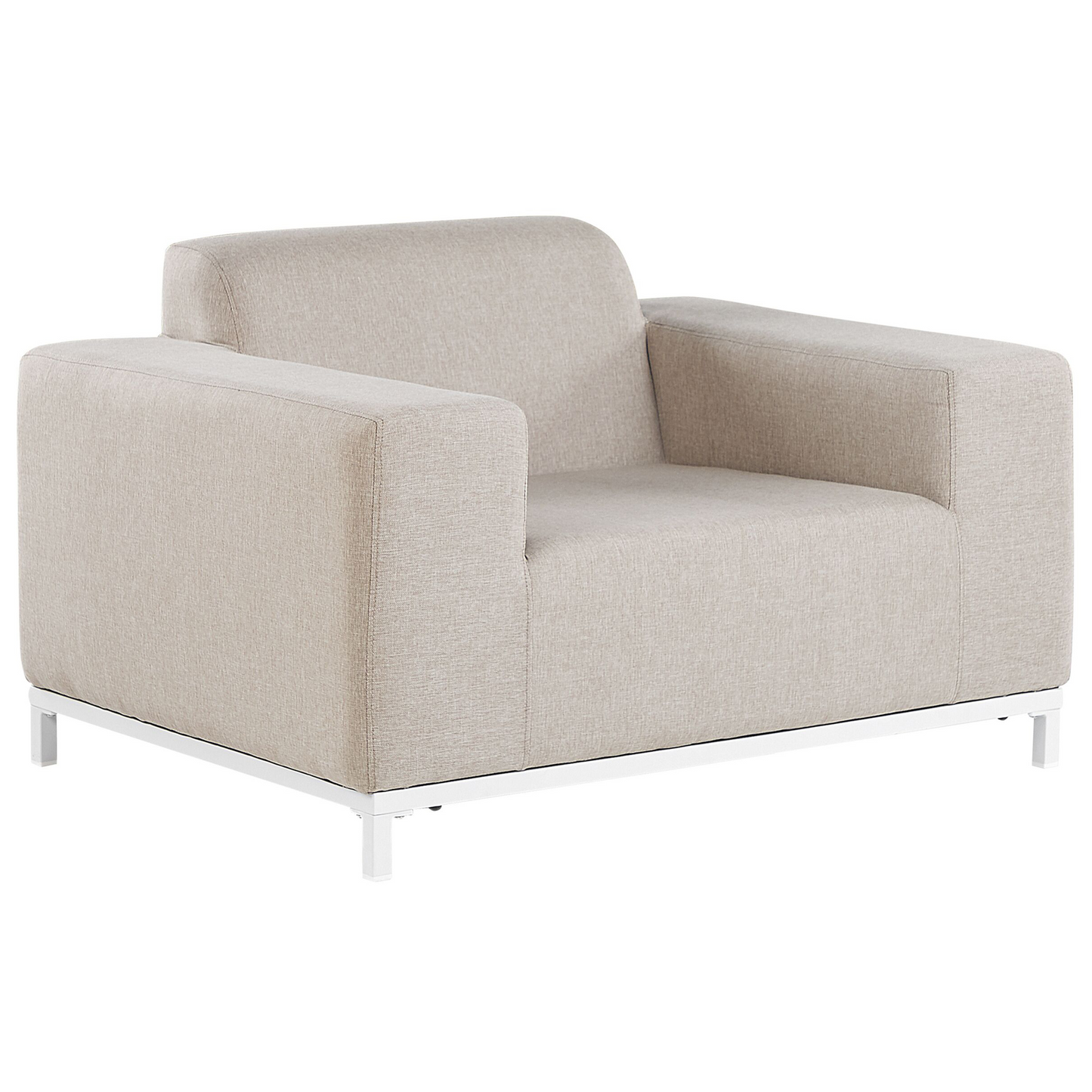 Garden Sofa Set Beige Fabric With Ottoman Aluminium Legs 5 Seater