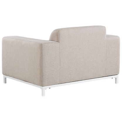 Garden Sofa Set Beige Fabric With Ottoman Aluminium Legs 5 Seater