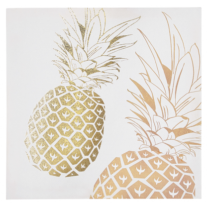 Pineapple Wall Art Set 3 Nylon Prints Gold and Pink 30 x 30