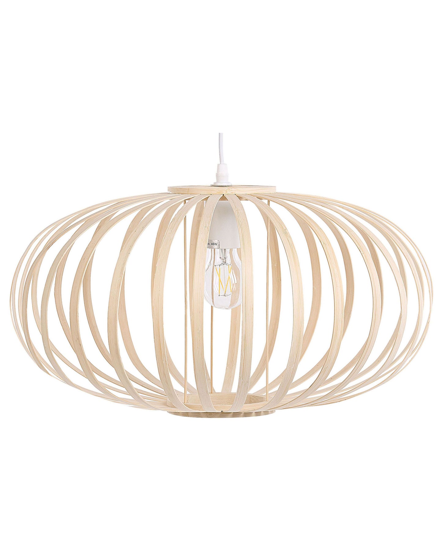 Bamboo Pendant Lamp Oval Shade Light Brown Ceiling Light