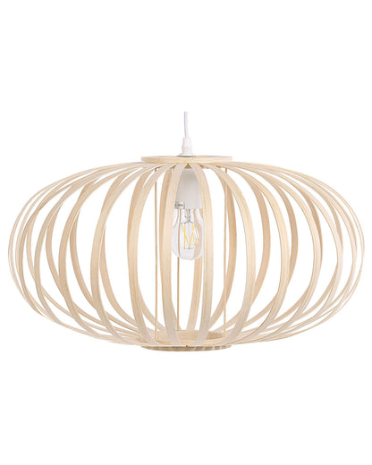 Bamboo Pendant Lamp Oval Shade Light Brown Ceiling Light