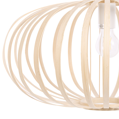 Bamboo Pendant Lamp Oval Shade Light Brown Ceiling Light