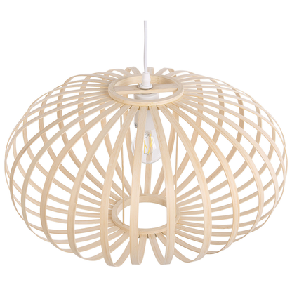 Bamboo Pendant Lamp Oval Shade Light Brown Ceiling Light