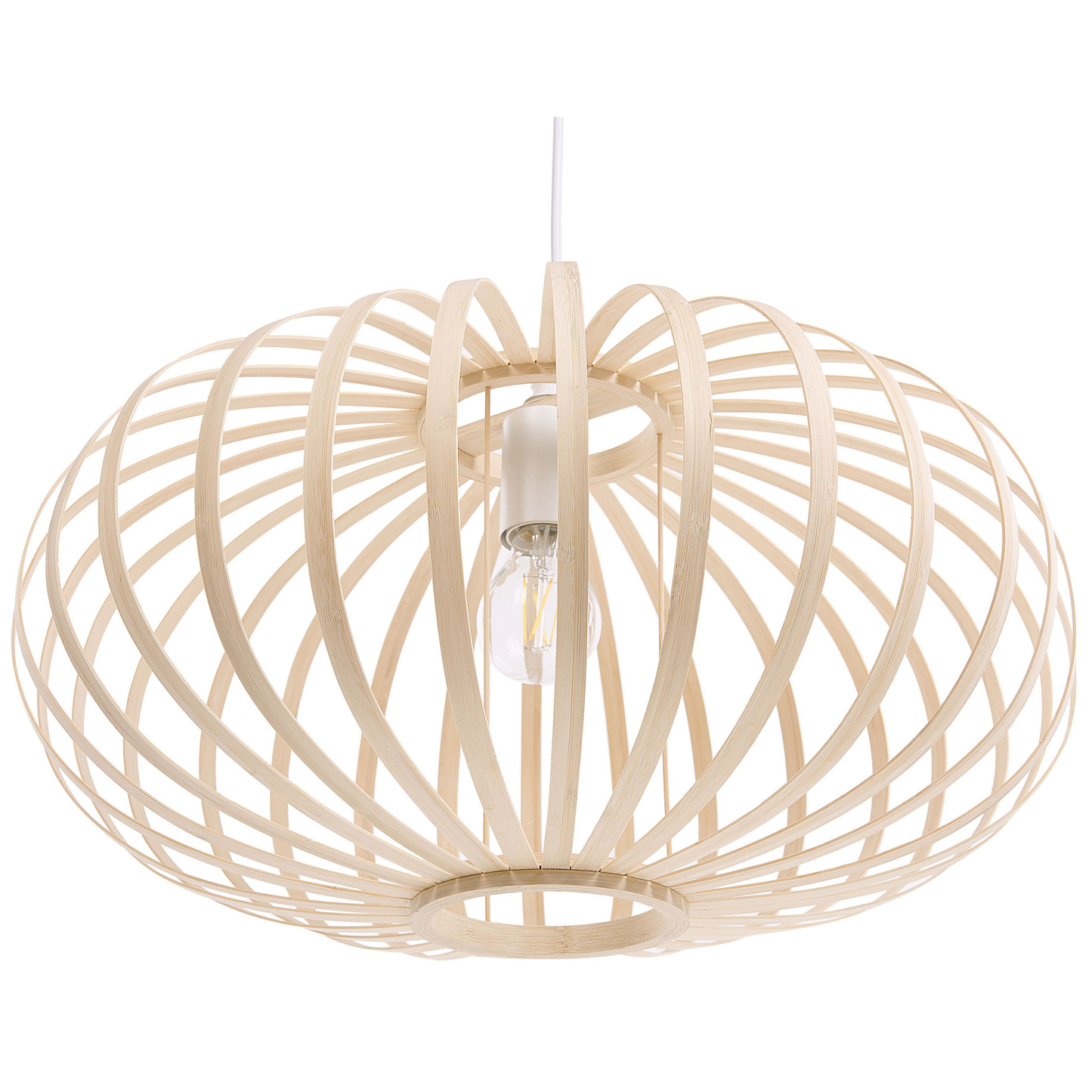 Bamboo Pendant Lamp Oval Shade Light Brown Ceiling Light