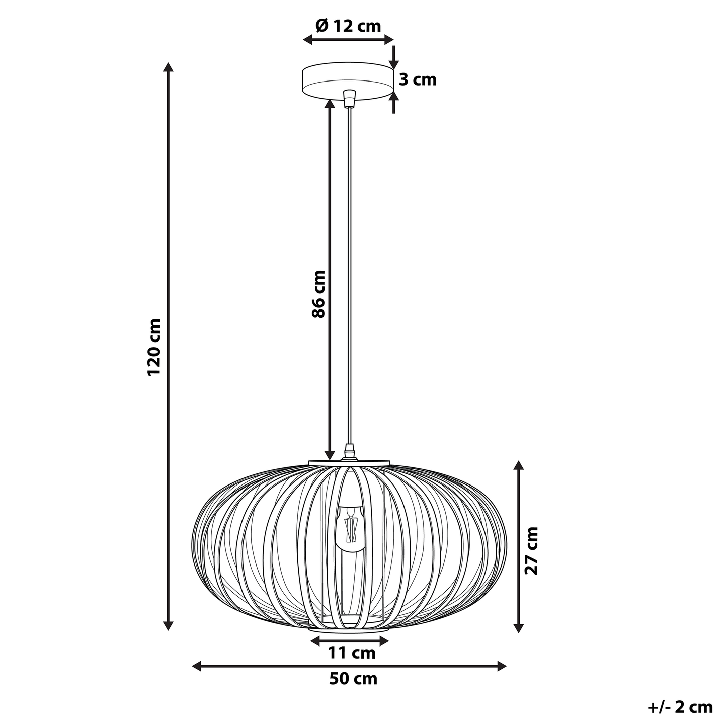 Bamboo Pendant Lamp Oval Shade Light Brown Ceiling Light