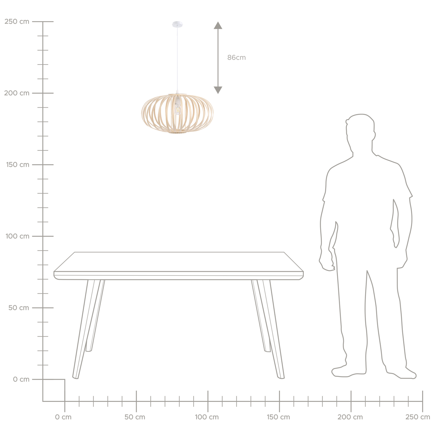 Bamboo Pendant Lamp Oval Shade Light Brown Ceiling Light