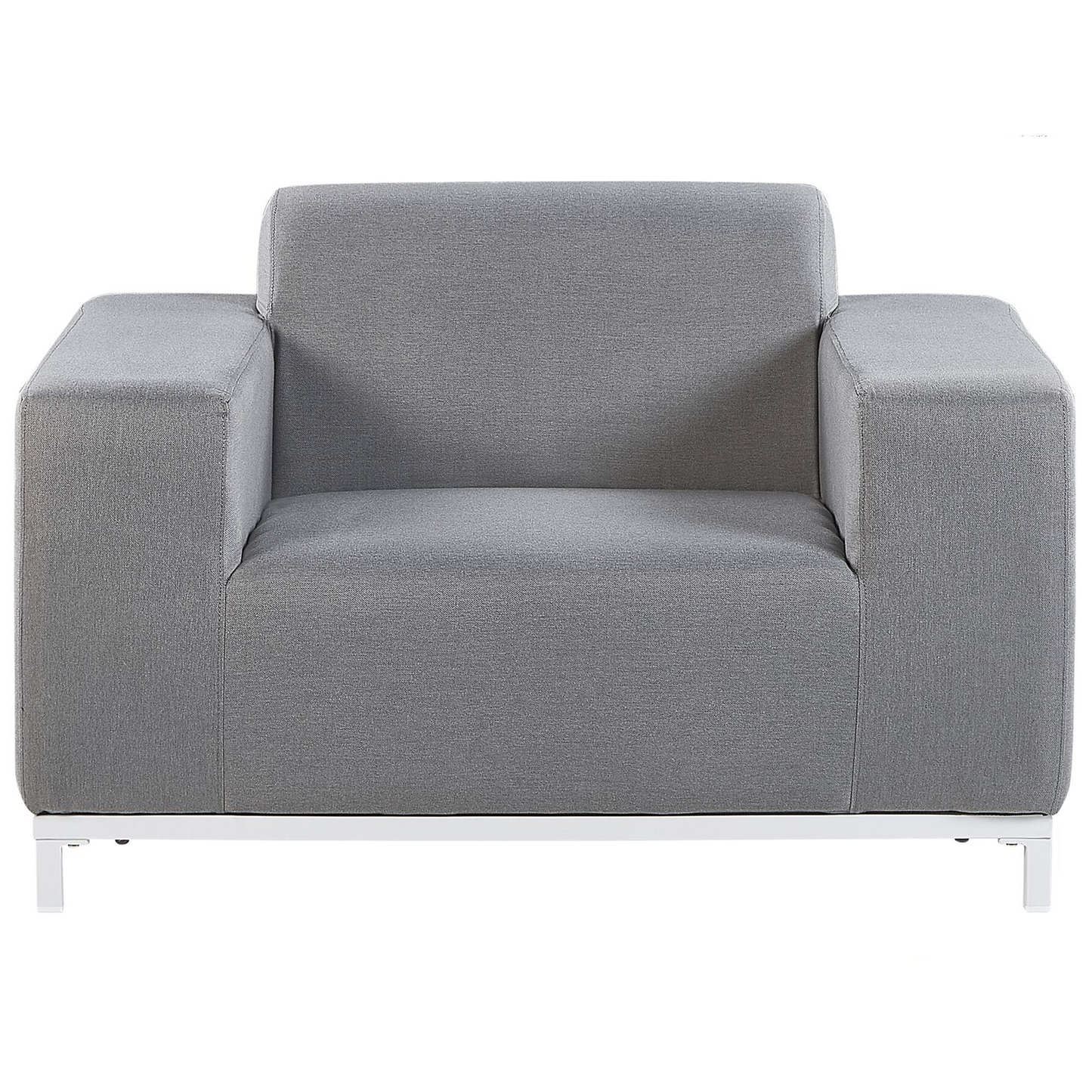Garden Sofa Set Grey Fabric Upholstery With White Aluminium Legs And Ottoman 5 Seater