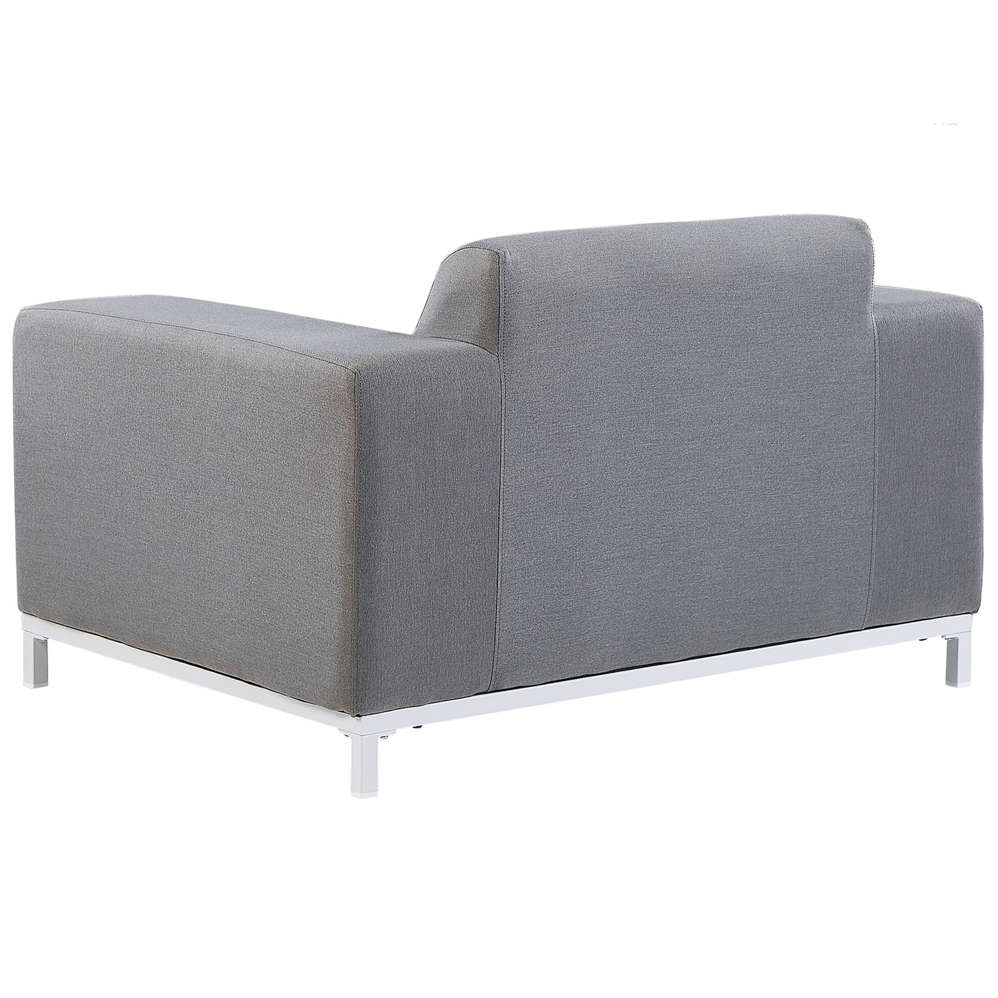 Garden Sofa Set Grey Fabric Upholstery With White Aluminium Legs And Ottoman 5 Seater