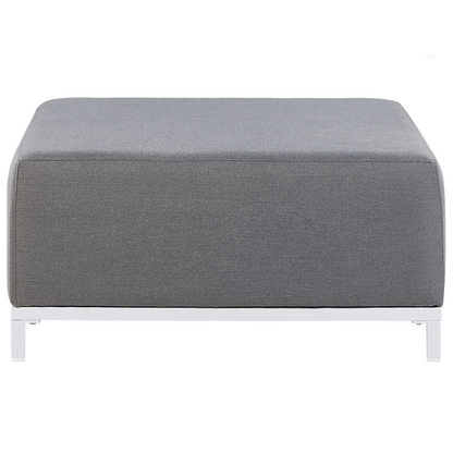 Garden Sofa Set Grey Fabric Upholstery With White Aluminium Legs And Ottoman 5 Seater