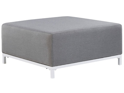 Home Grey Ottoman With White Aluminum Legs For Outdoor And Indoor Use, Water Resistant Polyester Upholstery