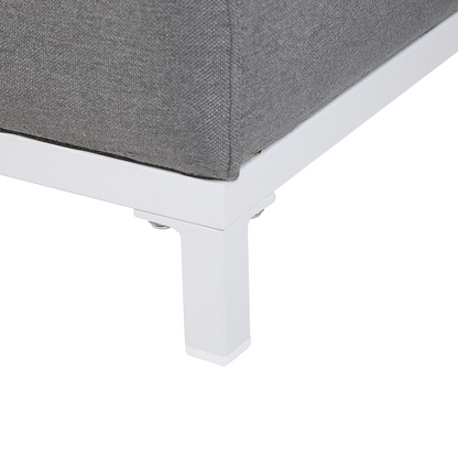 Home Grey Ottoman With White Aluminum Legs For Outdoor And Indoor Use, Water Resistant Polyester Upholstery