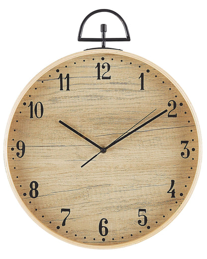 TimberLux Vintage Wood MDF Round Wall Clock 40cm Light Brown