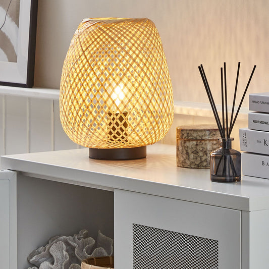 Table Lamp 30cm Light Brown Boho Style Ambient Lighting for Home Decor