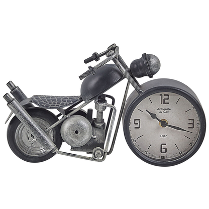 Motorcycle Shape Table Clock Vintage Black Silver